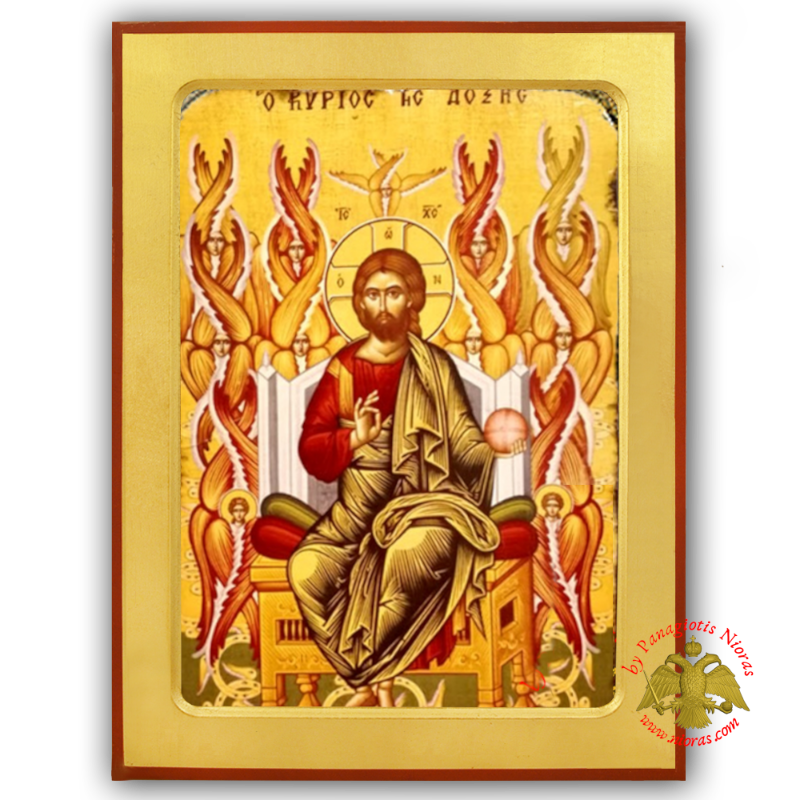 Christ Blessing Lord of Glory Enthroned Byzantine Wooden Icon